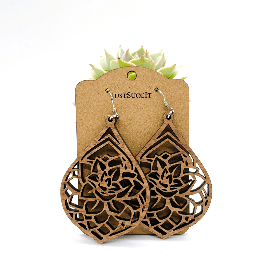 Teardrop Succulent Mandala Earrings