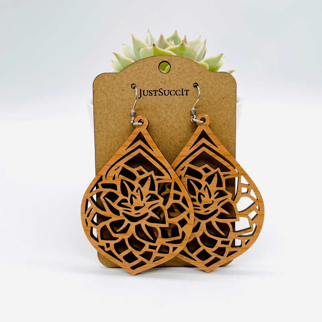 Teardrop Succulent Mandala Earrings